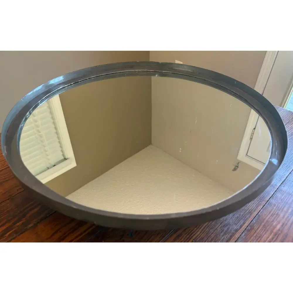 Heavy Metal Frame Ball Pedestal Mirror - Tabletop or Mount 17.75”D x 6”Tall